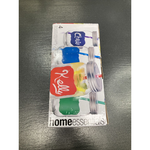 Home Essentials Chalk It Up Chalkboard Mason Jar with Straws Set of 4 X 443 ML - Picture 3 of 6